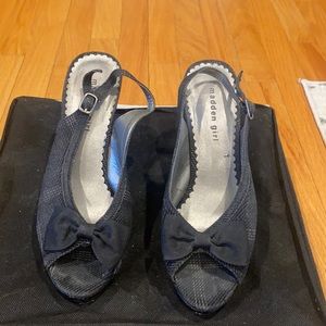 Madden Girl Herringbone Peeptoe Platform Slingback Heels